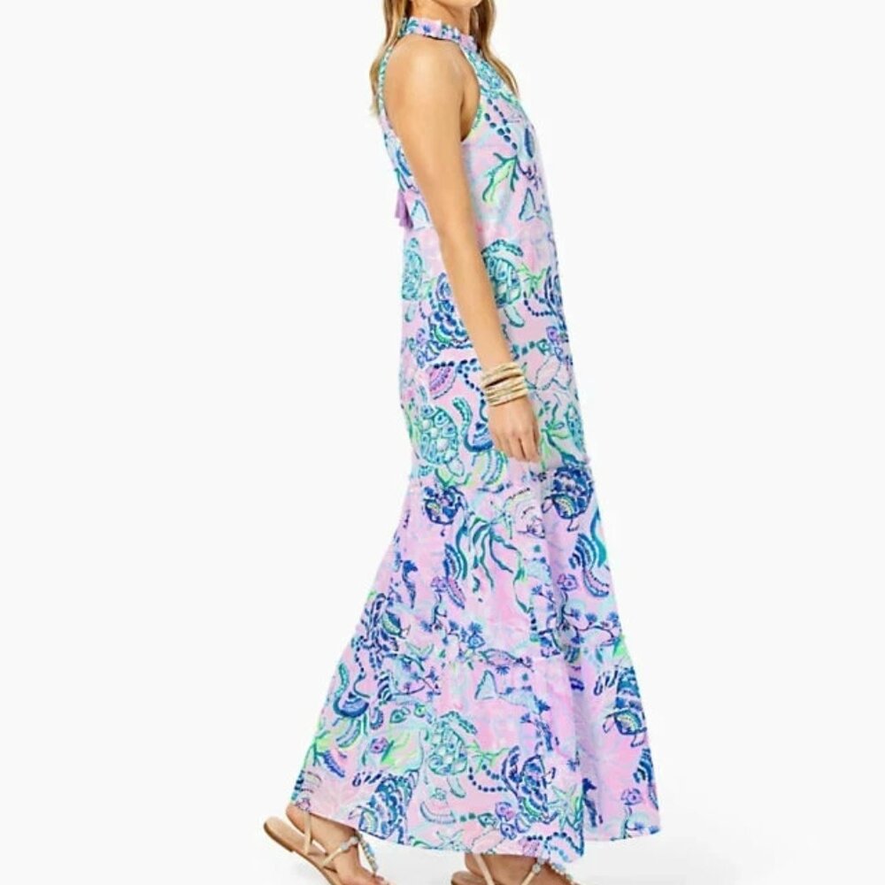 Lilly Pulitzer Everly Ruffle Maxi Dress Lilac Purple Freesia Mermaid For You MED